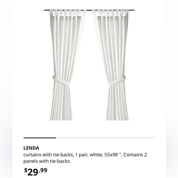 Lenda curtains from Ikea - 2 panel set - 96” - Picture 5 of 5